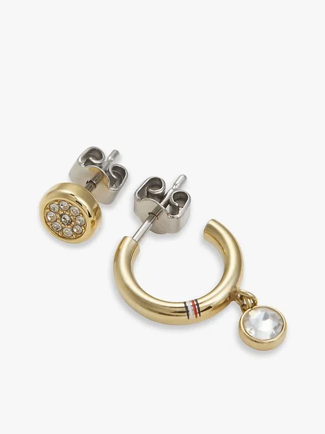 Crystal Accent Hoop & Stud Earring Set Crystal Accent Hoop & Stud Earring Set
