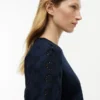 Embroidered Eyelet Mixed-Media Top