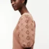 Embroidered Eyelet Mixed-Media Top