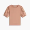 Embroidered Eyelet Mixed-Media Top
