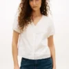 Embroidered Eyelet V-Neck Shirt