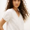 Embroidered Eyelet V-Neck Shirt