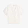 Embroidered Eyelet V-Neck Shirt
