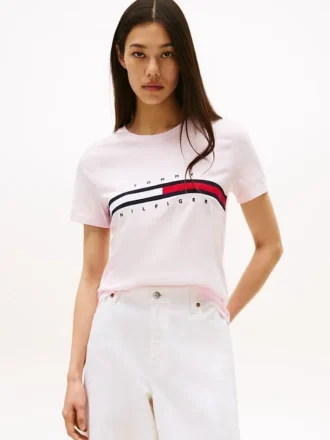 Embroidered Flag Stripe Logo T-Shirt