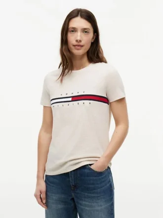 Embroidered Flag Stripe Logo T-Shirt