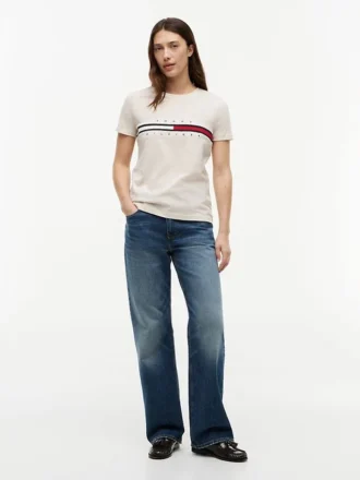 Embroidered Flag Stripe Logo T-Shirt