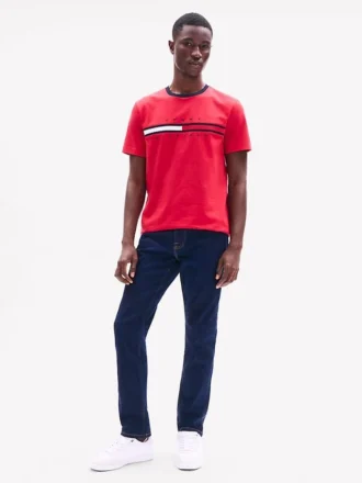 Embroidered Flag Stripe Logo T-Shirt