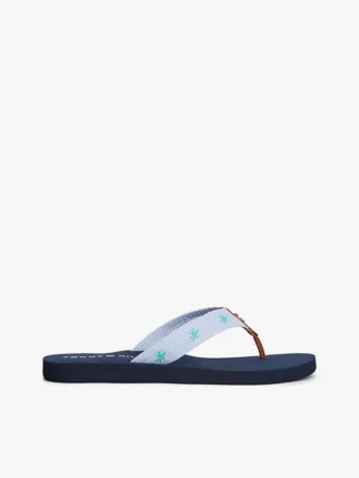 Embroidered Monogram Canvas Flip Flop