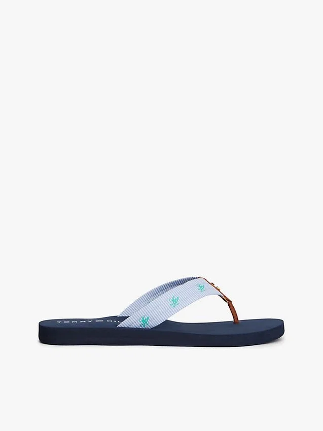 Embroidered Monogram Canvas Flip Flop Embroidered Monogram Canvas Flip Flop