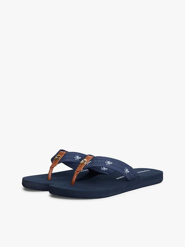 Embroidered Monogram Canvas Flip Flop Embroidered Monogram Canvas Flip Flop