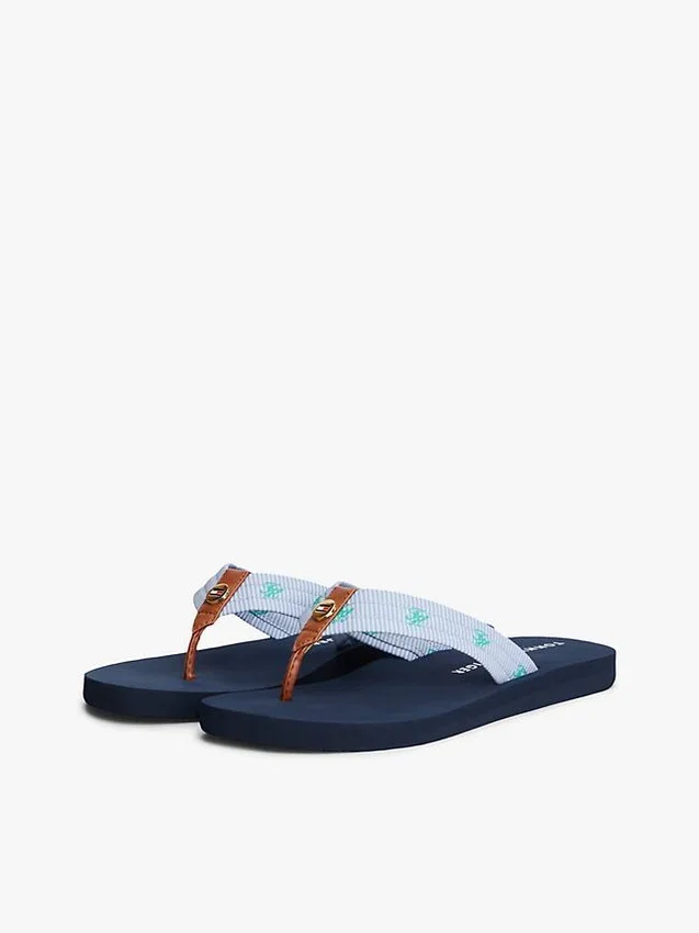 Embroidered Monogram Canvas Flip Flop Embroidered Monogram Canvas Flip Flop
