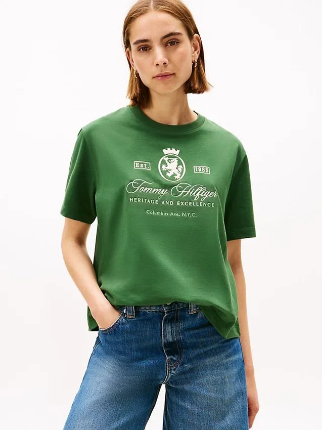 Embroidered Script Crest Logo T-Shirt Embroidered Script Crest Logo T-Shirt