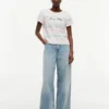 Embroidered Script Logo Striped T-Shirt Embroidered Script Logo Striped T-Shirt