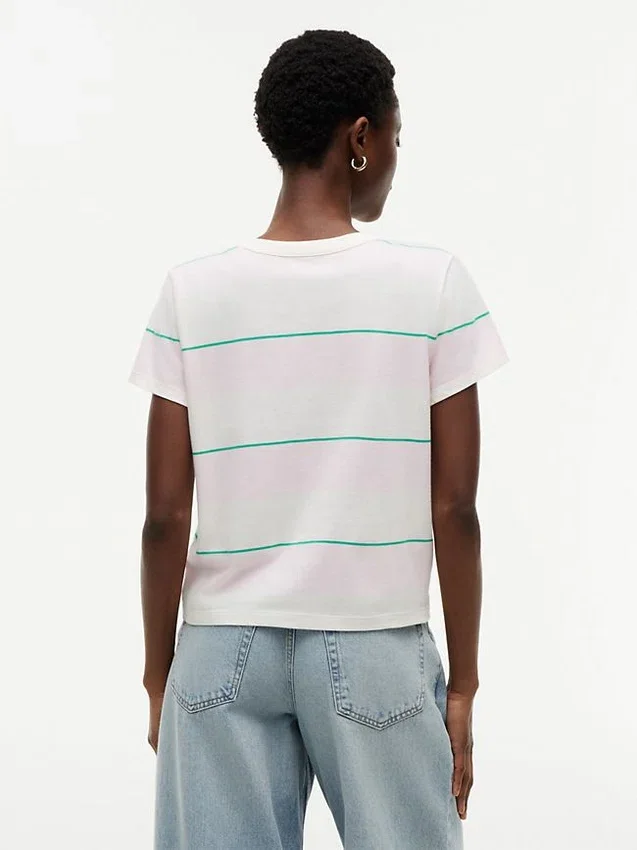 Embroidered Script Logo Striped T-Shirt Embroidered Script Logo Striped T-Shirt