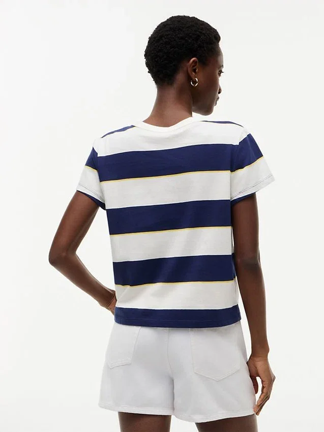 Embroidered Script Logo Striped T-Shirt Embroidered Script Logo Striped T-Shirt