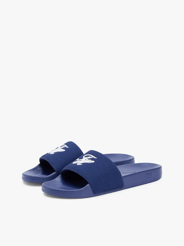 Embroidered Script Monogram Pool Slide Embroidered Script Monogram Pool Slide