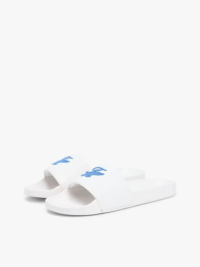 Embroidered Script Monogram Pool Slide Embroidered Script Monogram Pool Slide