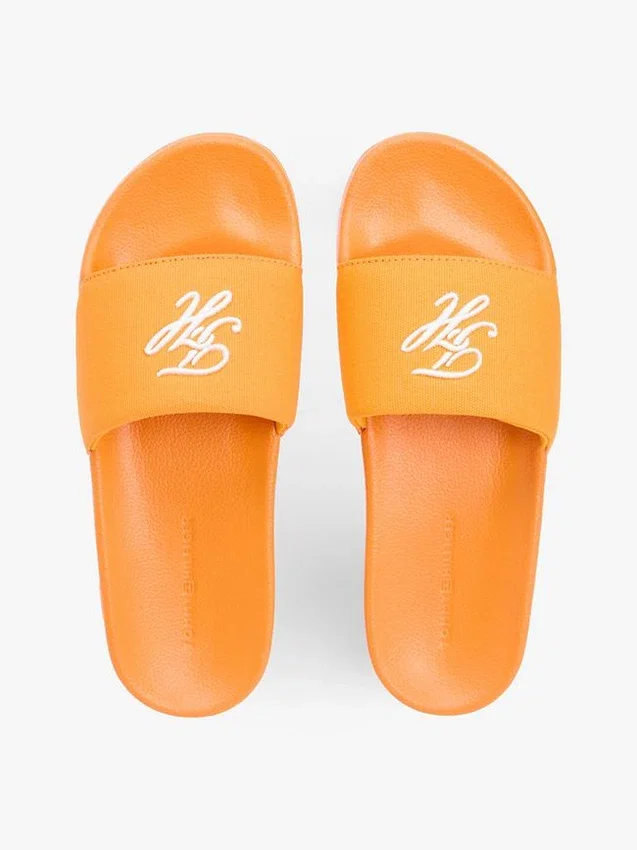 Embroidered Script Monogram Pool Slide Embroidered Script Monogram Pool Slide
