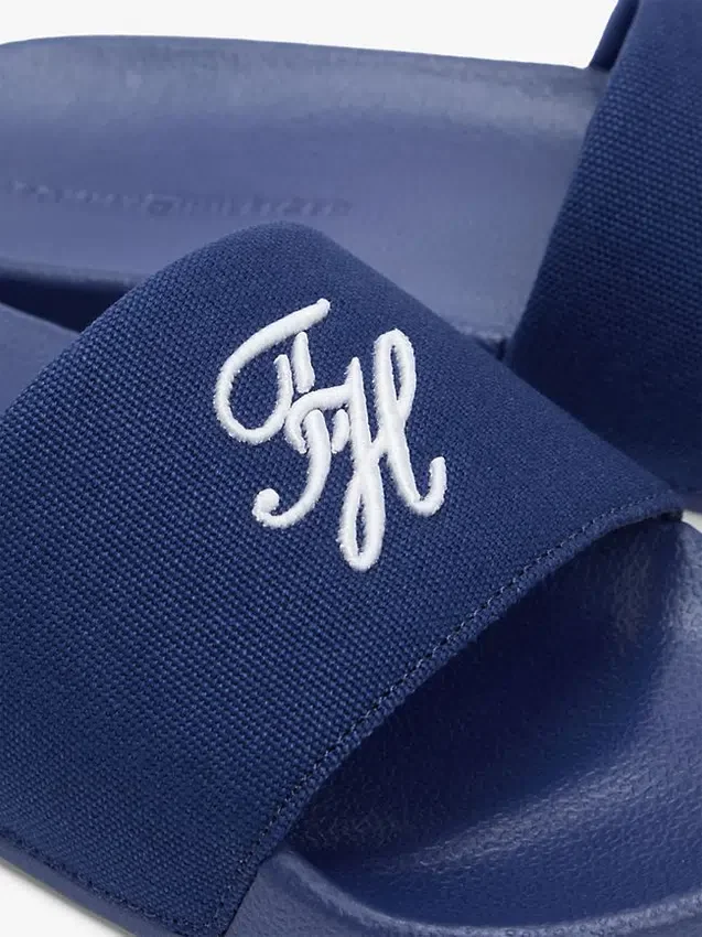 Embroidered Script Monogram Pool Slide Embroidered Script Monogram Pool Slide
