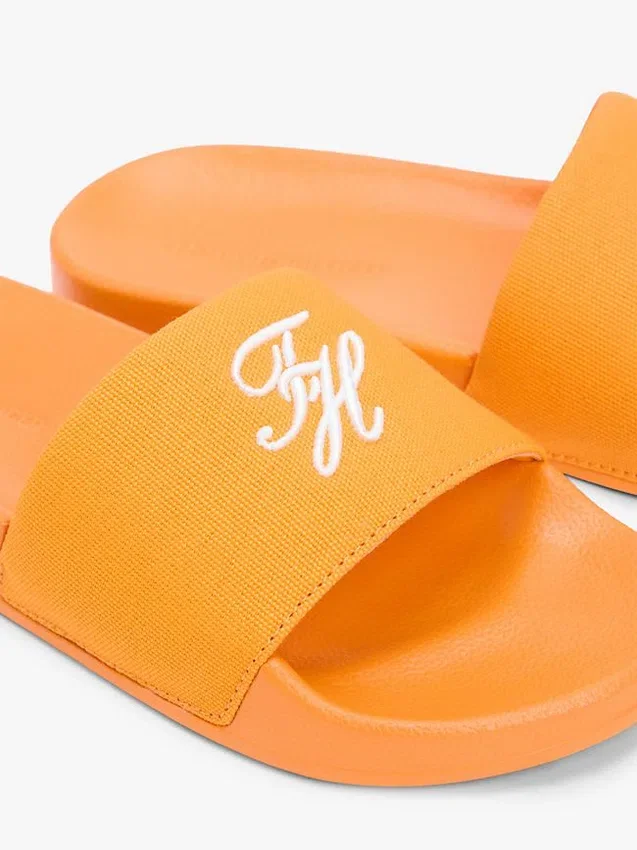 Embroidered Script Monogram Pool Slide Embroidered Script Monogram Pool Slide