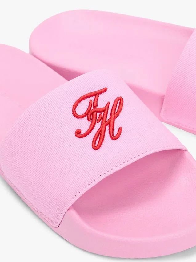 Embroidered Script Monogram Pool Slide Embroidered Script Monogram Pool Slide