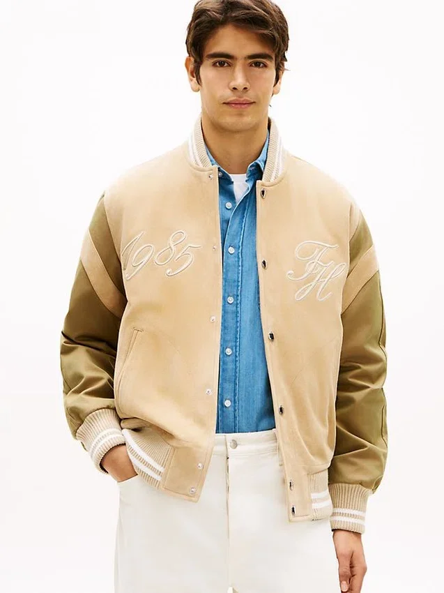 Embroidered Suede Varsity Jacket Embroidered Suede Varsity Jacket