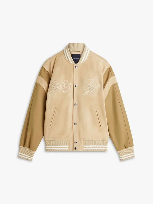 Embroidered Suede Varsity Jacket Embroidered Suede Varsity Jacket