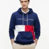 Embroidered Tommy Logo Colorblock Hoodie