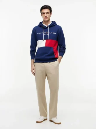 Embroidered Tommy Logo Colorblock Hoodie