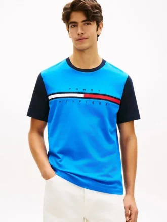 Flag Logo Contrast Sleeve T-Shirt