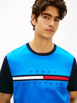 Flag Logo Contrast Sleeve T-Shirt