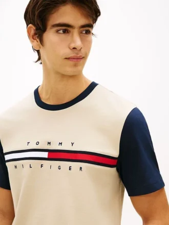 Flag Logo Contrast Sleeve T-Shirt