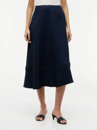 Flag Logo Trim Midi Skirt