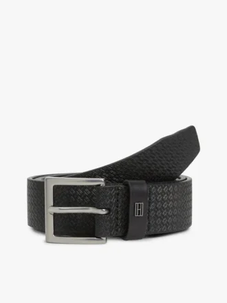 Flag Print Square-Buckle Leather Belt
