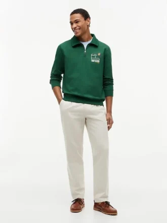 Floral Logo Quarter-Zip Polo Sweatshirt