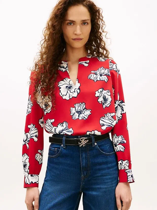 Floral Print Crepe Pullover Top Floral Print Crepe Pullover Top