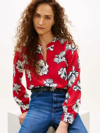 Floral Print Crepe Pullover Top