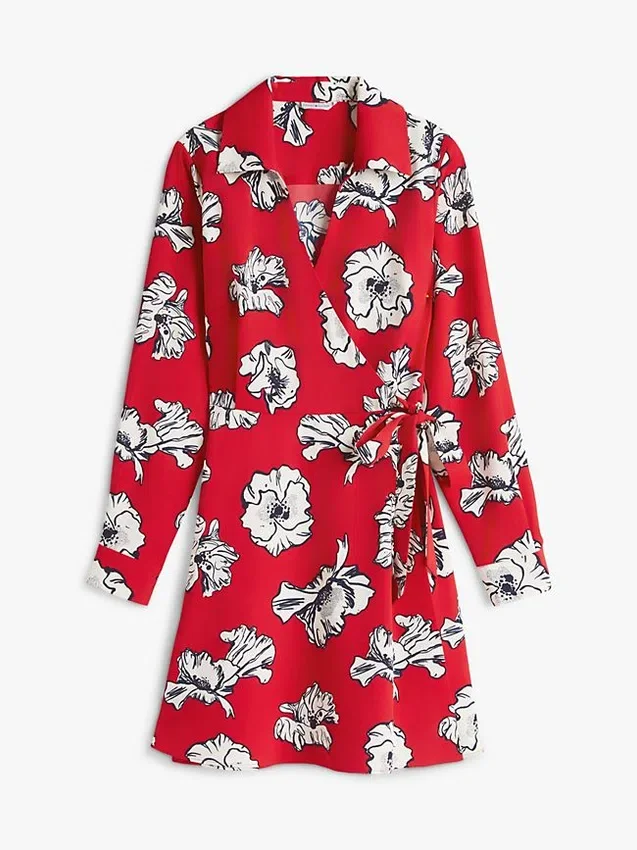 Floral Print Crepe Wrap Dress Floral Print Crepe Wrap Dress