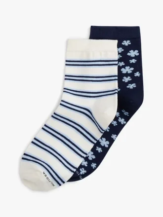 Floral & Stripe Trouser Sock 2-Pack