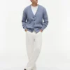 Garment-Dyed Cable Knit Cardigan