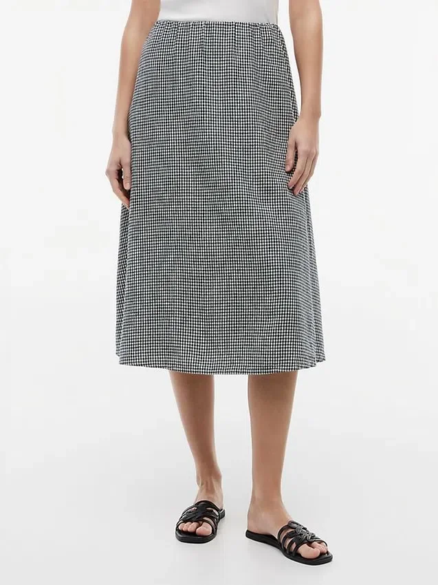 Gingham Linen-Blend Midi Skirt Gingham Linen-Blend Midi Skirt