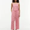 Gingham Linen-Blend Pull-On Pant