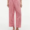 Gingham Linen-Blend Pull-On Pant