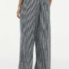 Gingham Linen-Blend Pull-On Pant