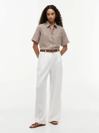 Gingham Linen-Blend Shirt