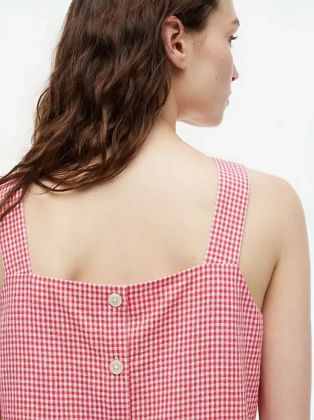 Gingham Linen-Blend Tank Top Gingham Linen-Blend Tank Top