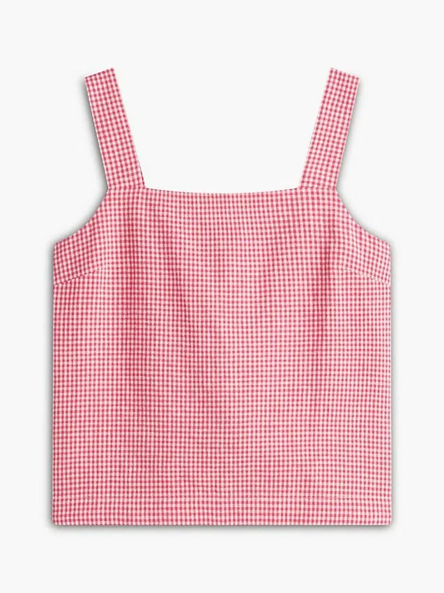 Gingham Linen-Blend Tank Top Gingham Linen-Blend Tank Top