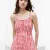 Gingham Shirred Linen-Blend Midi Dress Gingham Shirred Linen-Blend Midi Dress
