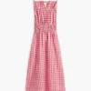 Gingham Shirred Linen-Blend Midi Dress Gingham Shirred Linen-Blend Midi Dress