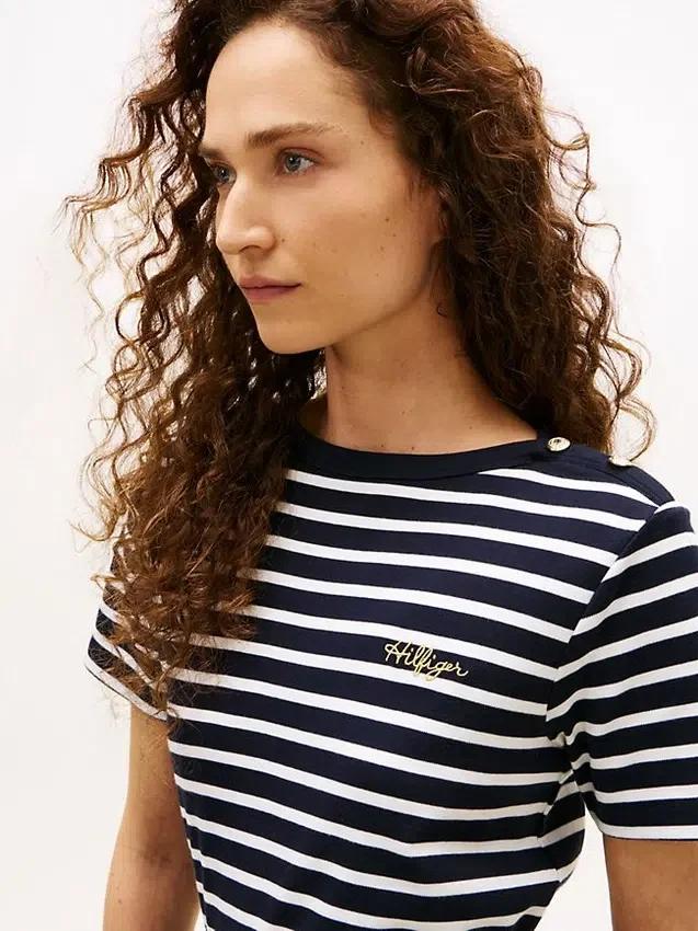 Gold-Button Cotton Interlock T-Shirt Gold-Button Cotton Interlock T-Shirt